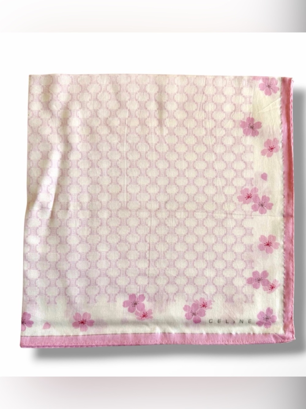 CELINE Macadam Macaroni Sakura Cherry Blossom Hankerchief Scarf Bandanna Bag Acc